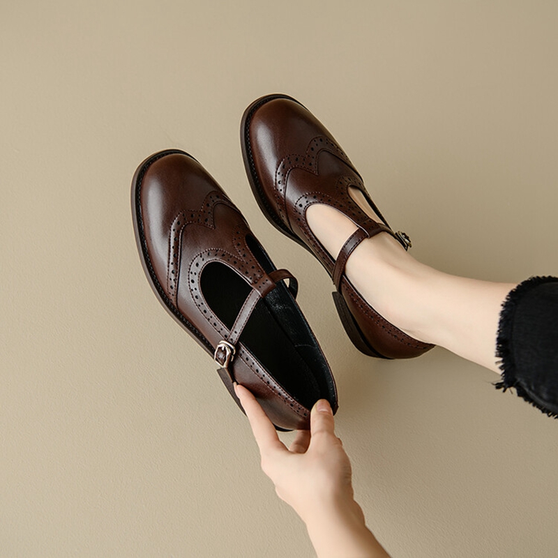 Boots - Sapatos de couro dividido para mulheres,