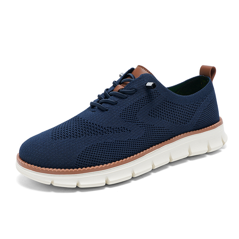 Novos Tênis Casuais Masculinos - Knit Fabric Lace Up Sneakers avaliação e preço